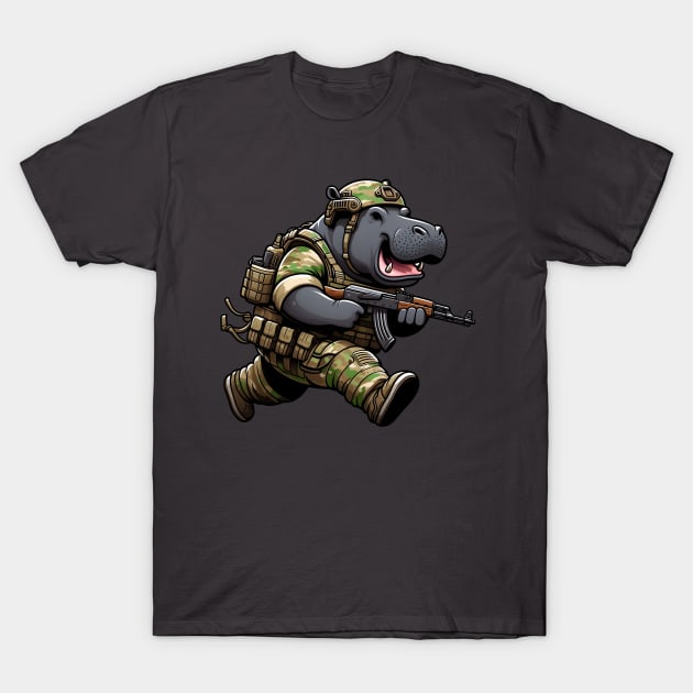 Tactical Hippo T-Shirt by Rawlifegraphic